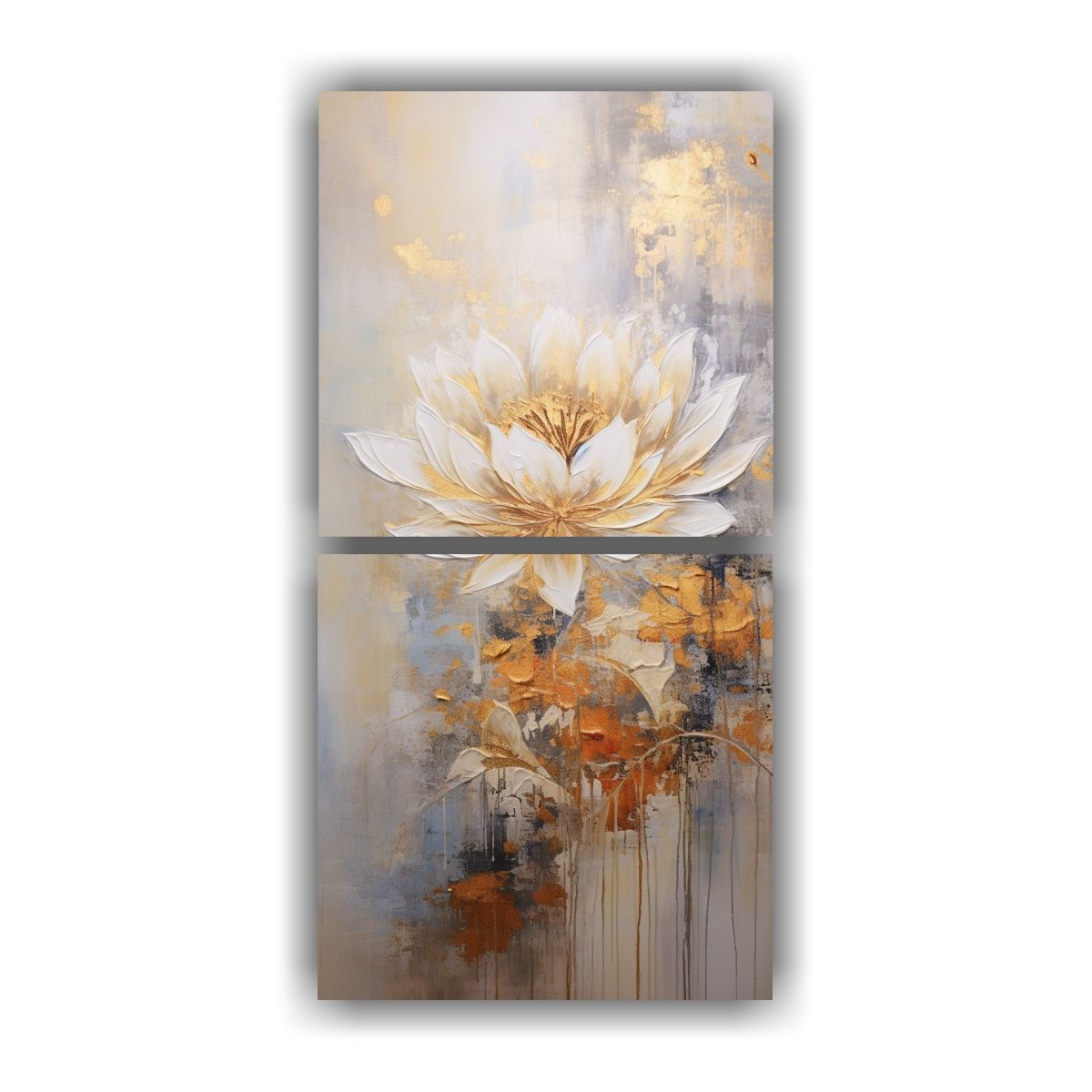 GENERICO - Pintura Loto Dorado Armonía Cromática Estilo G 20x40 Cm