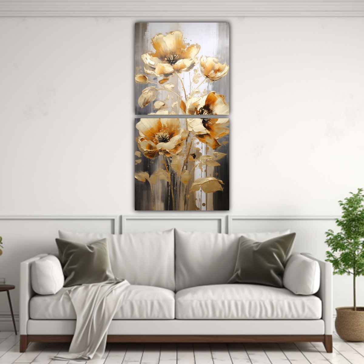 GENERICO - Pintura En Lienzo De Amapolas Doradas Estilo 60x120 Cm