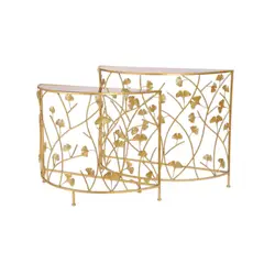 GENERICO - Elegante Set Arrimo Metálico Decorativo con Diseño Floral