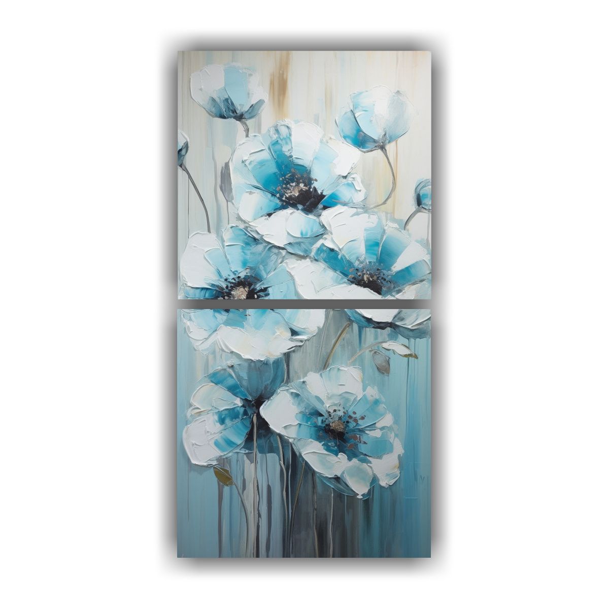 GENERICO - Cuadro Impreso En Lienzo De Flor Turquesa Estilo 40x80 Cm