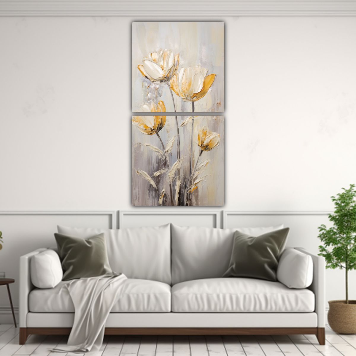 GENERICO - Pintura Decorativa En Lienzo Estilo TULIPANES 30x60 Cm