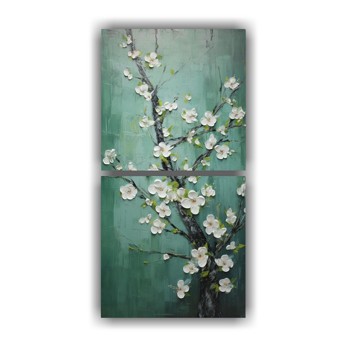 GENERICO - Pintura De Cerezos En Flor Verde En Lienzo 60x120 Cm