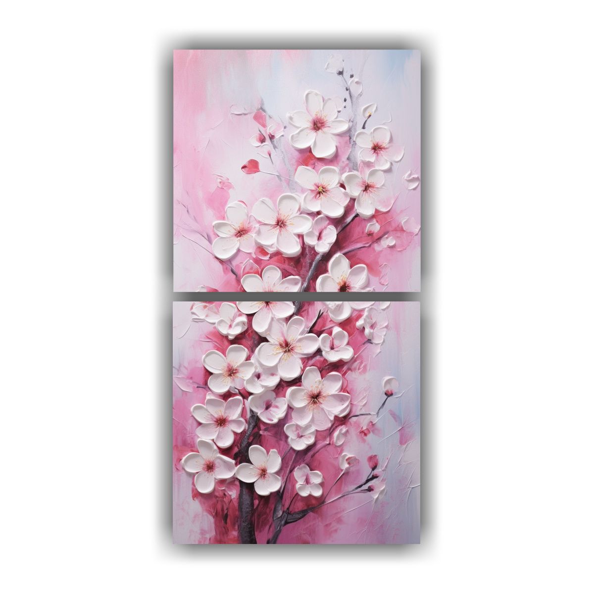 GENERICO - Pintura De Cerezos En Flor En Bastidor Con Dos 30x60 Cm
