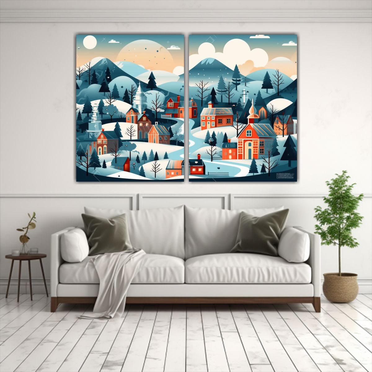 GENERICO - Cuadros De Naturaleza Invernal 2 Formas Finas De 160x120 Cm