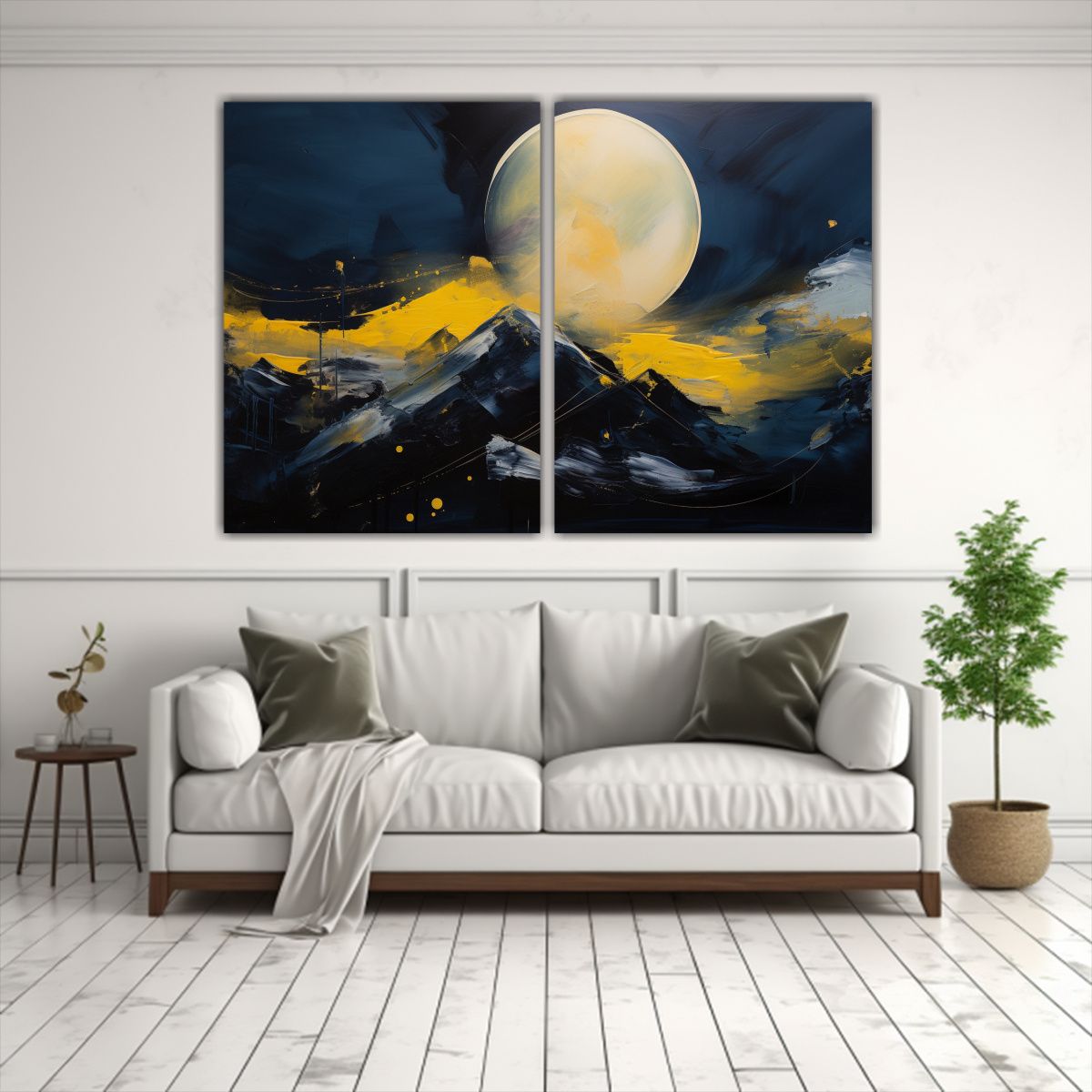 GENERICO - Cuadro Decorativo Cuadro Luna Amarilla En Cielo 160x120 Cm