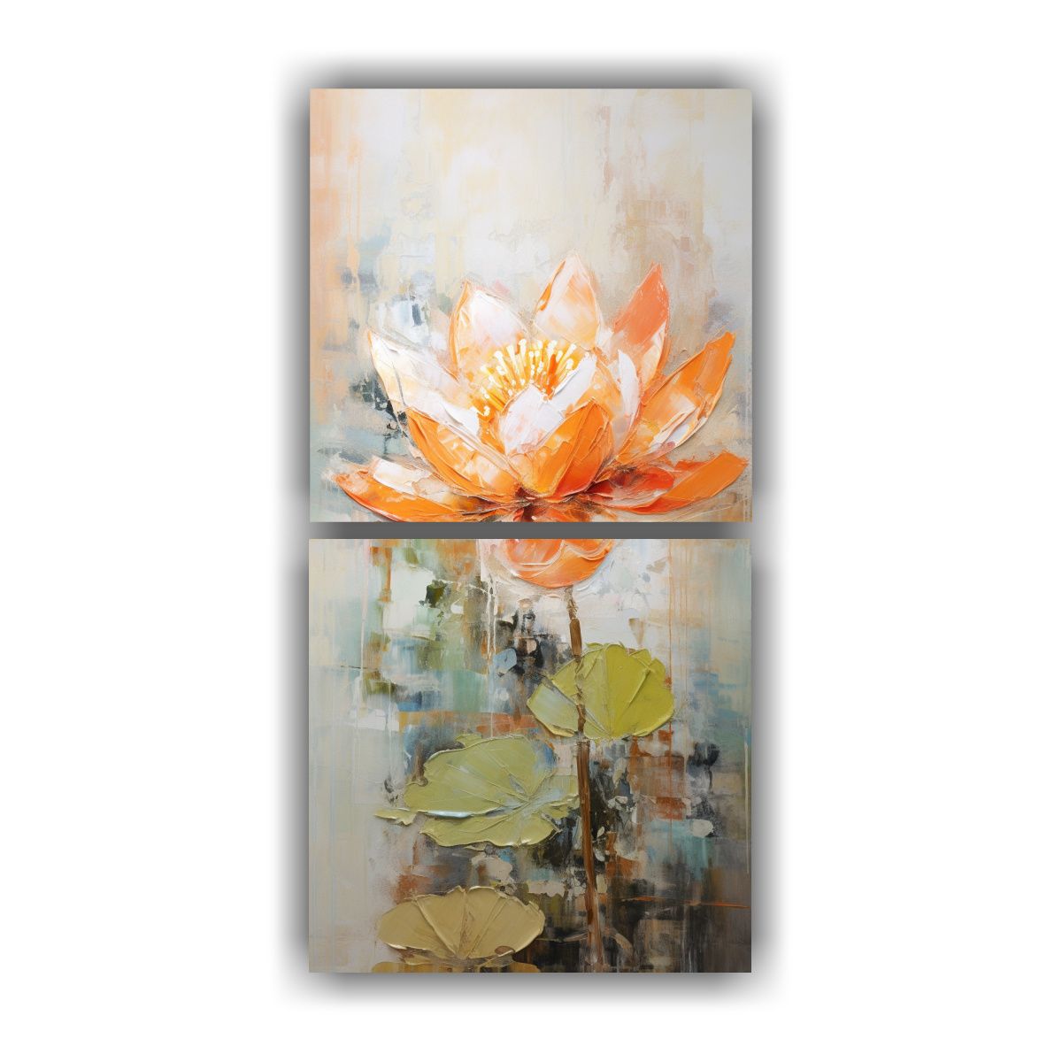 GENERICO - Pintura En Lienzo De Loto Naranja Estilo 60x120 Cm