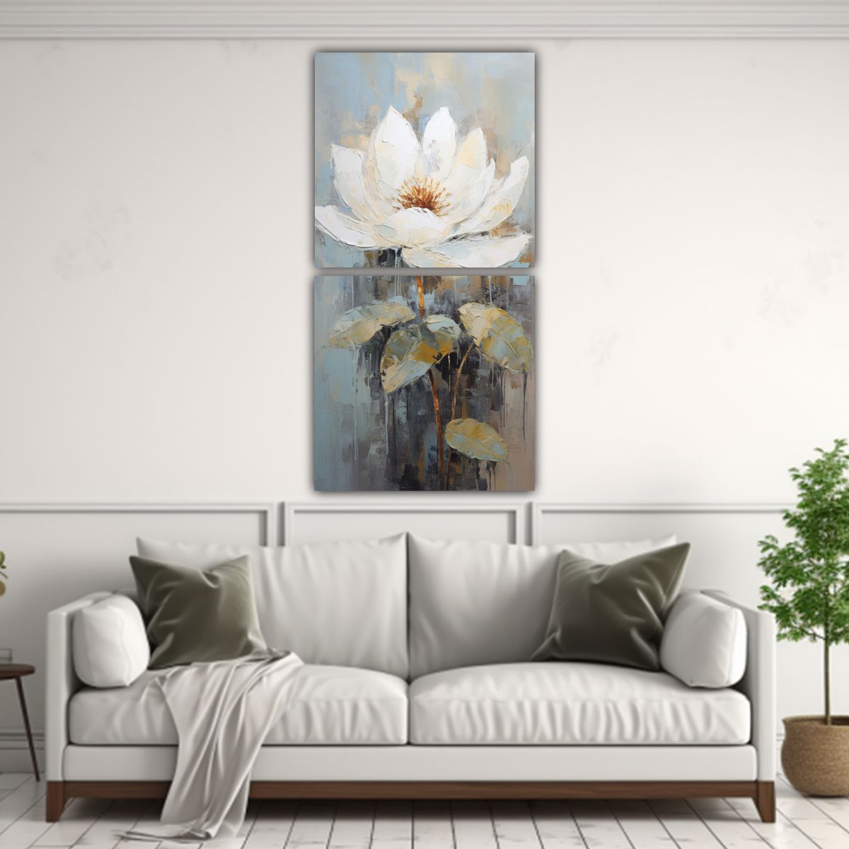 GENERICO - Cuadro Abstracción Gama Colores White Lotus 20x40 Cm