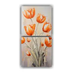 GENERICO - Cuadro De Tulipanes Naranjas En Lienzo Lienzo De 30x60 Cm