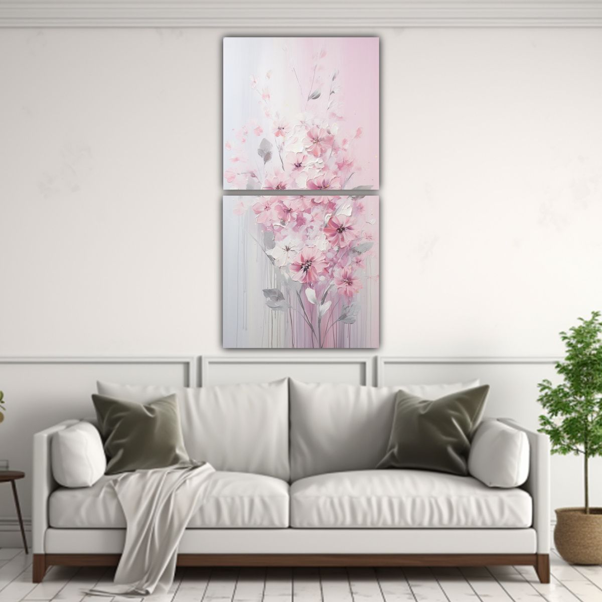GENERICO - Pintura Decorativa En Rosa Y Plateado En Estilo 60x120 Cm