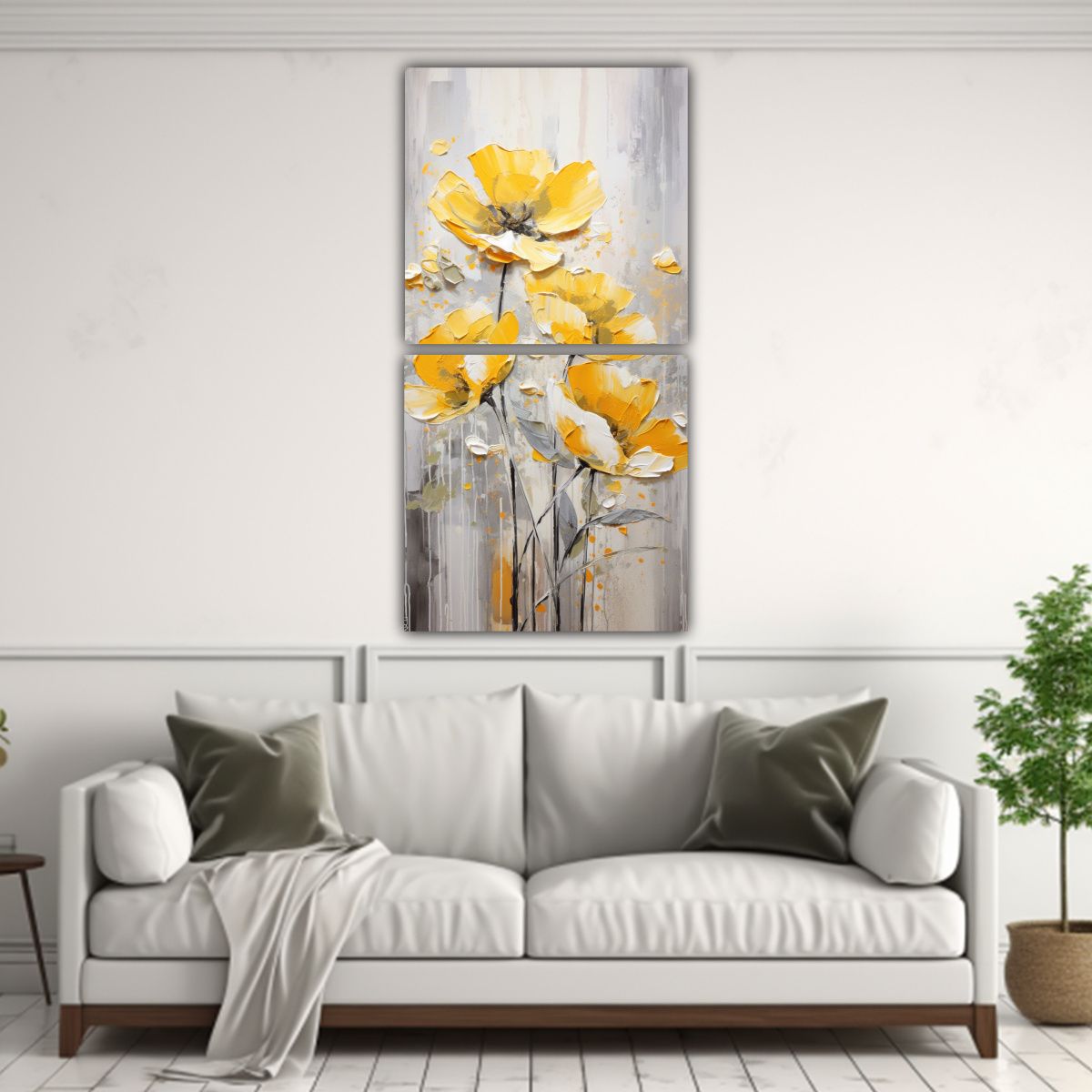 GENERICO - Cuadro Abstracción Dimensiones A Yellow POPPIES 30x60 Cm