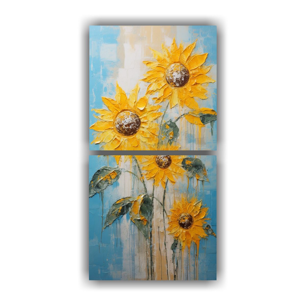 GENERICO - Pintura Abstracta De Girasoles Amarillos En 30x60 Cm