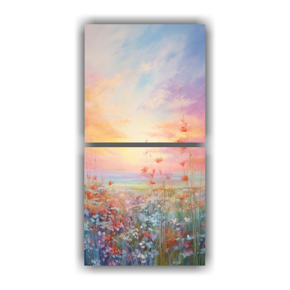 GENERICO - Paisaje Sereno Al Atardecer En Prado Cuadros De 60x120 Cm