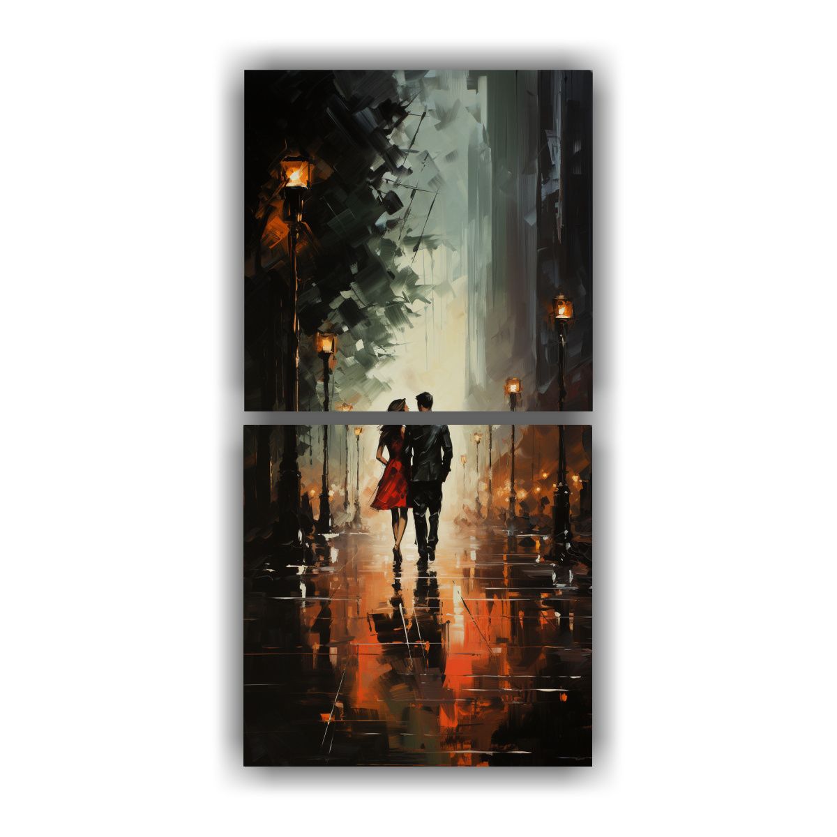 GENERICO - Pintura Conceptual Urbana De Personas Caminando 50x100 Cm