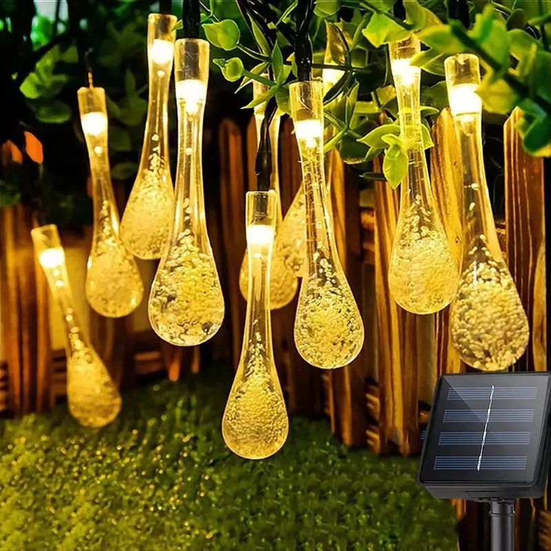 GENERICO - Guirnalda Solar Gotas De Agua Cálidas 20 Luces Led 4.3 Metros Navidad