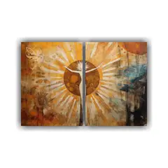 GENERICO - Pintura Mixta De Equilibrio Visual Con Símbolo 160x120 Cm