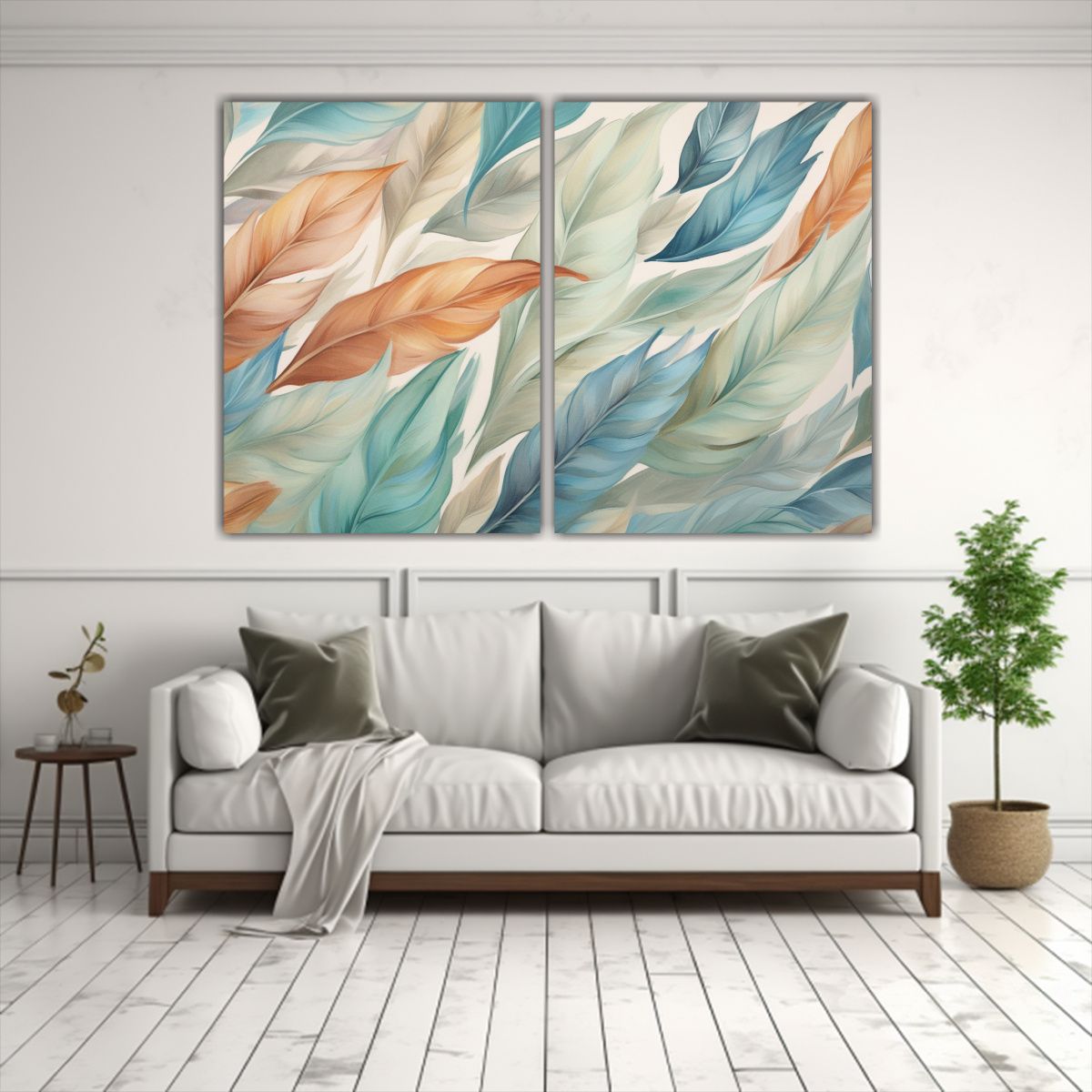 GENERICO - Fondo Hojas Pintadas Sutilmente En Conjunto 2 De 160x120 Cm