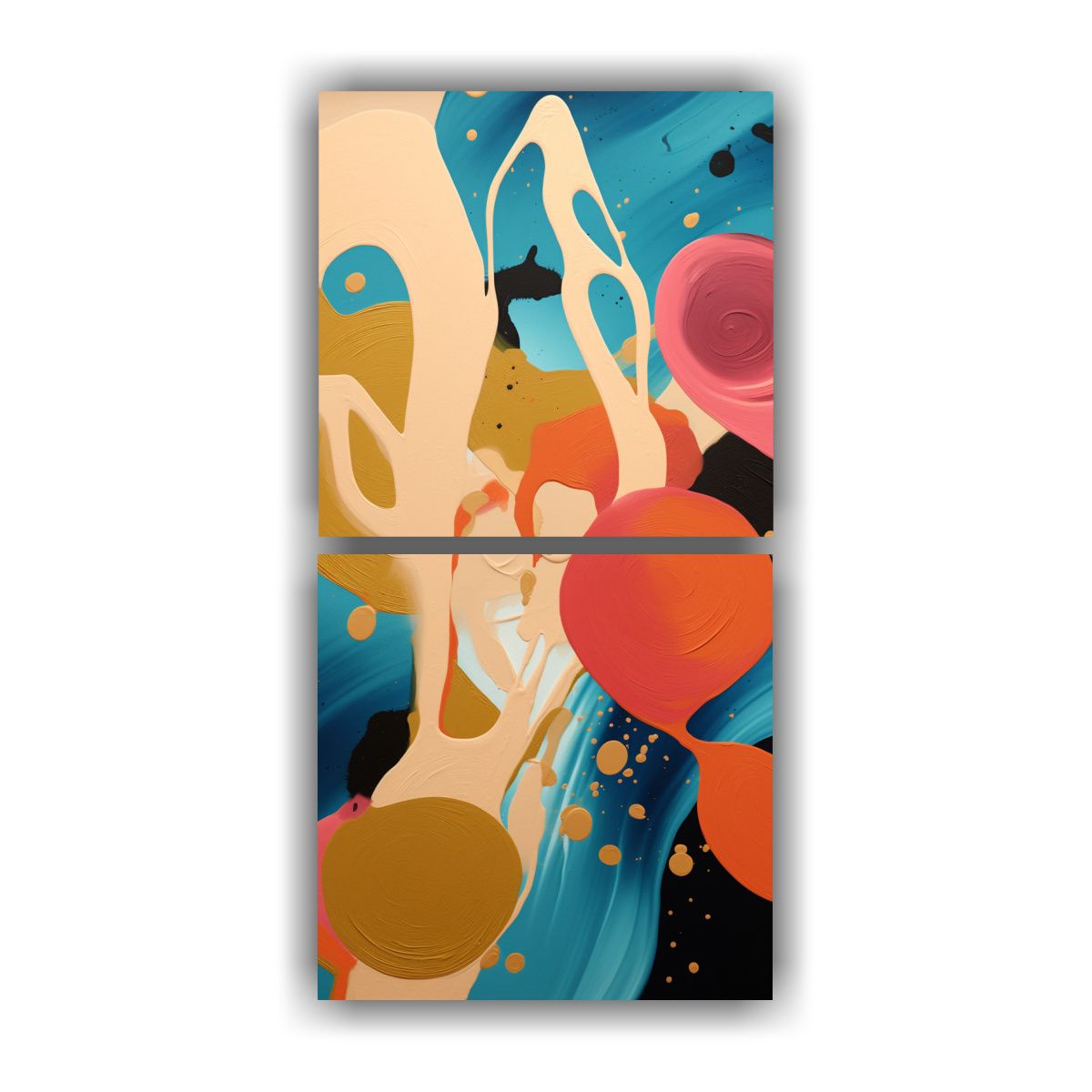 GENERICO - Pintura Abstracta Vintage En Dos Composiciones 30x60 Cm