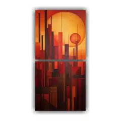 GENERICO - Cuadros Diseño Baño Abstracto De Una Ciudad Al 20x40 Cm