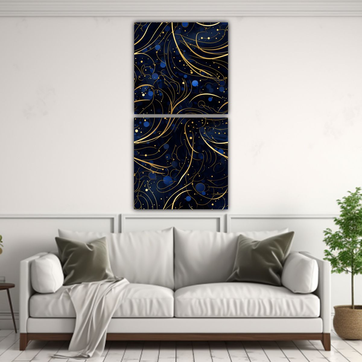 GENERICO - Cuadro Vintage Personalidad En Azul Oscuro Sobre 40x80 Cm