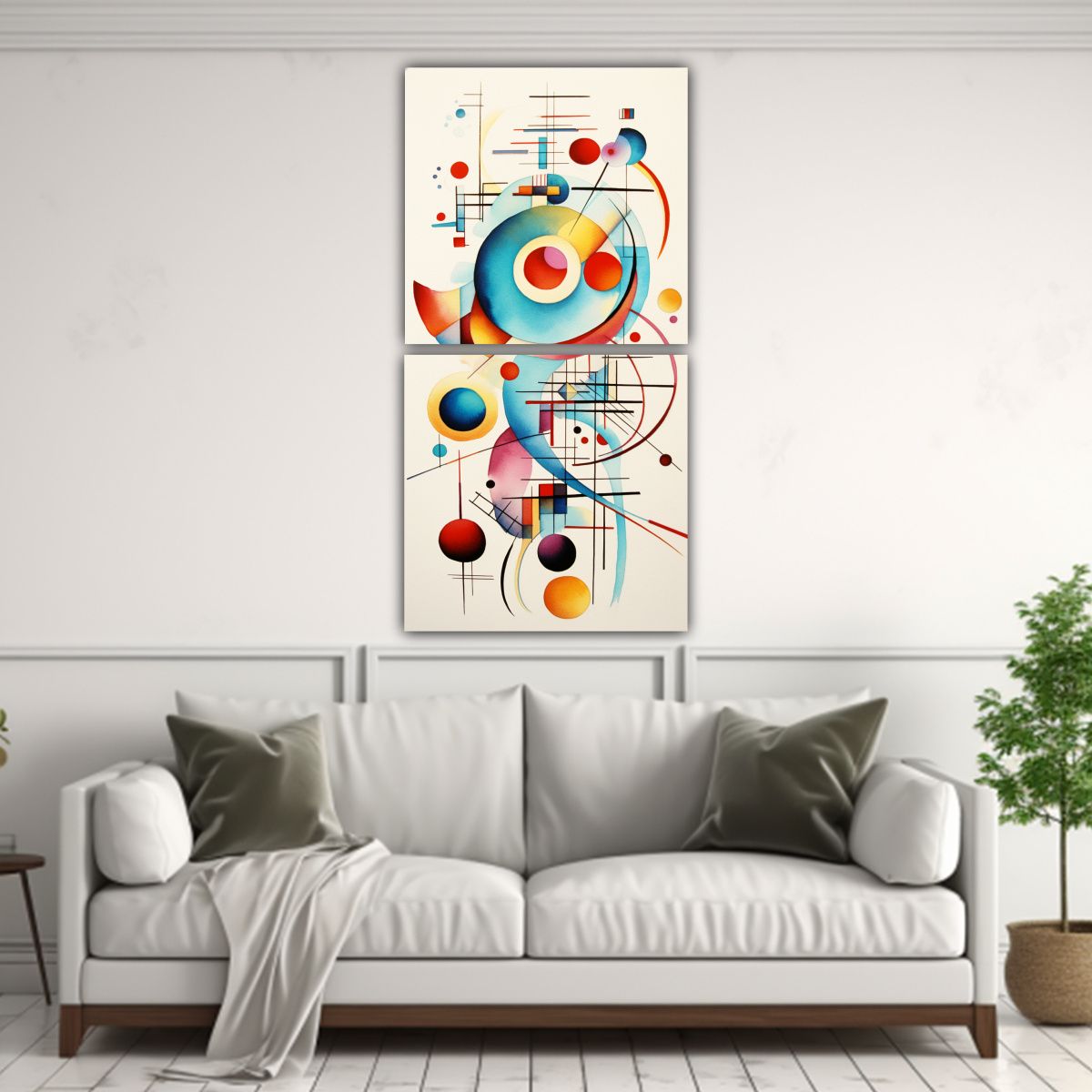 GENERICO - Conjunto 2 Pinturas Abstractas Resistentes Al 60x120 Cm