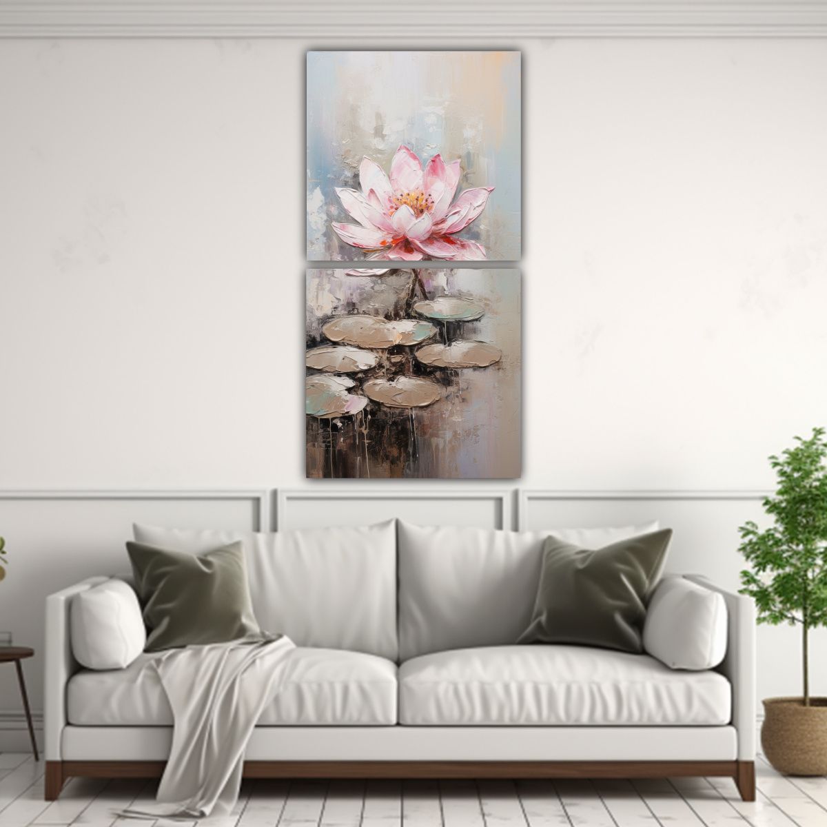 GENERICO - Pintura Lienzo Rosa Estilo Loto Inspirador 40x80 Cm