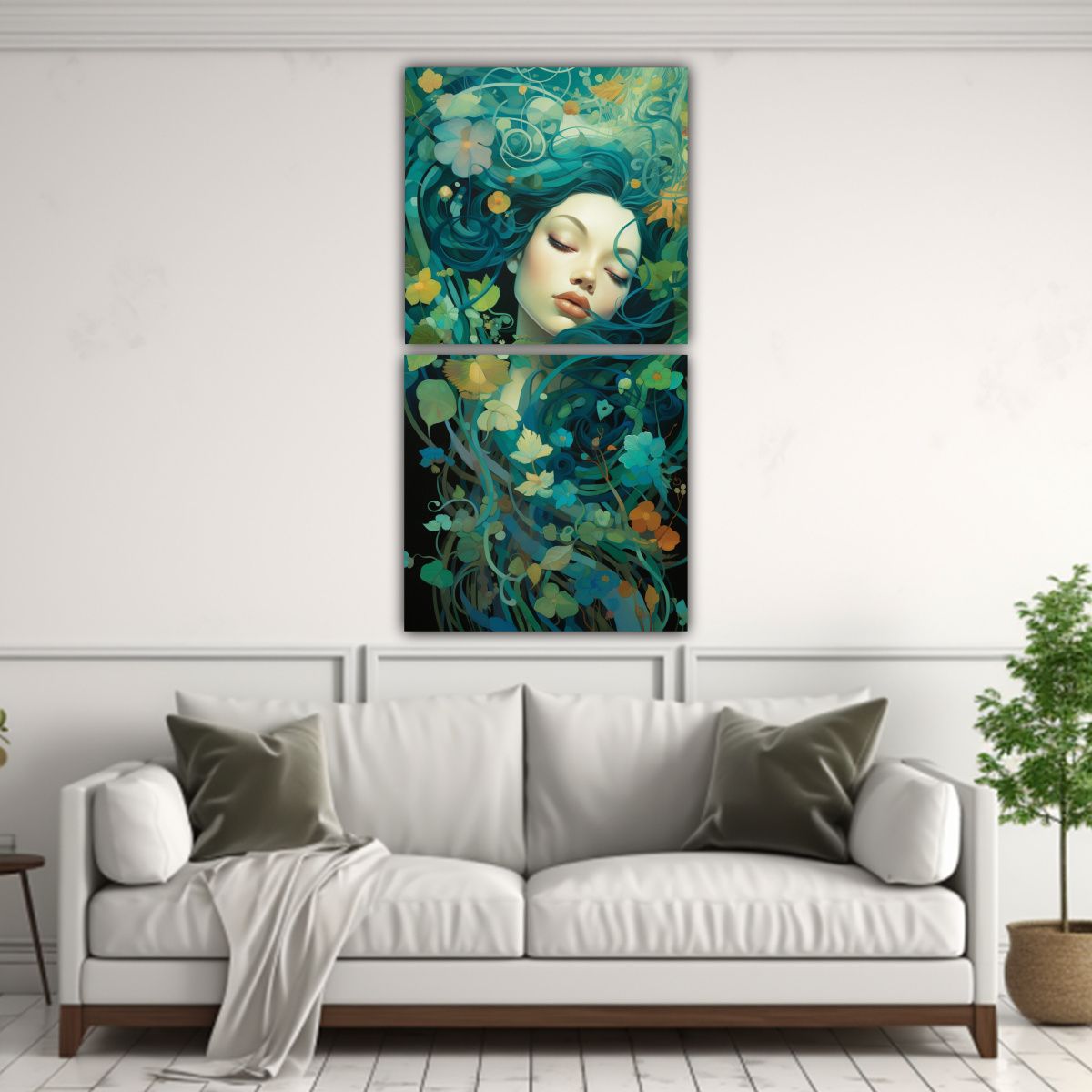 GENERICO - Cuadros Decorativos Belleza Serena Azul Verde 50x100 Cm