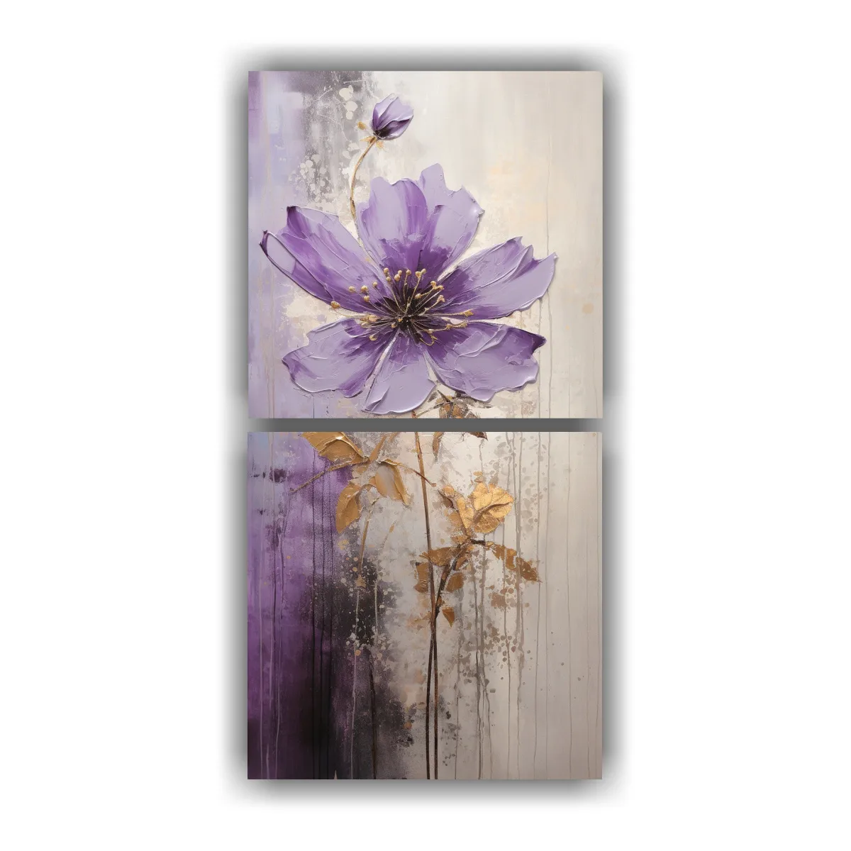 GENERICO - Pintura En Lienzo De Flor Morada Estilo Decorativo 50x100 Cm
