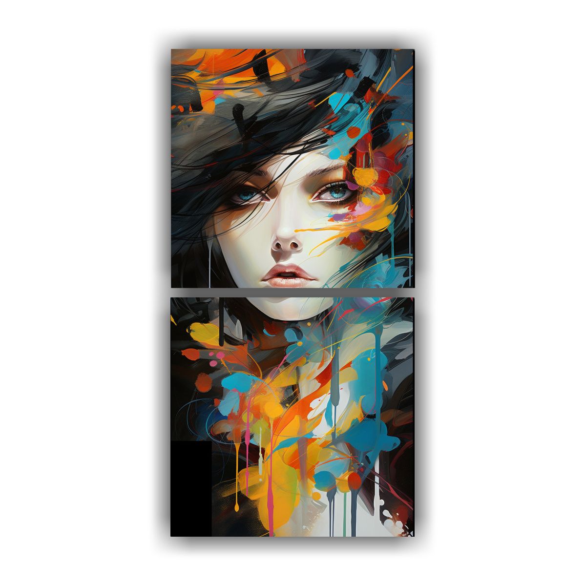 GENERICO - Cuadros Abstractos De Rostros De Mujeres 20x40 Cm