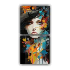 GENERICO - Cuadros Abstractos De Rostros De Mujeres 20x40 Cm