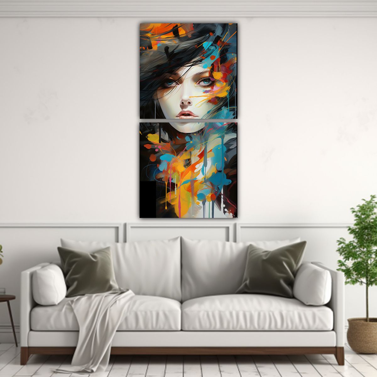 GENERICO - Cuadros Abstractos De Rostros De Mujeres 20x40 Cm