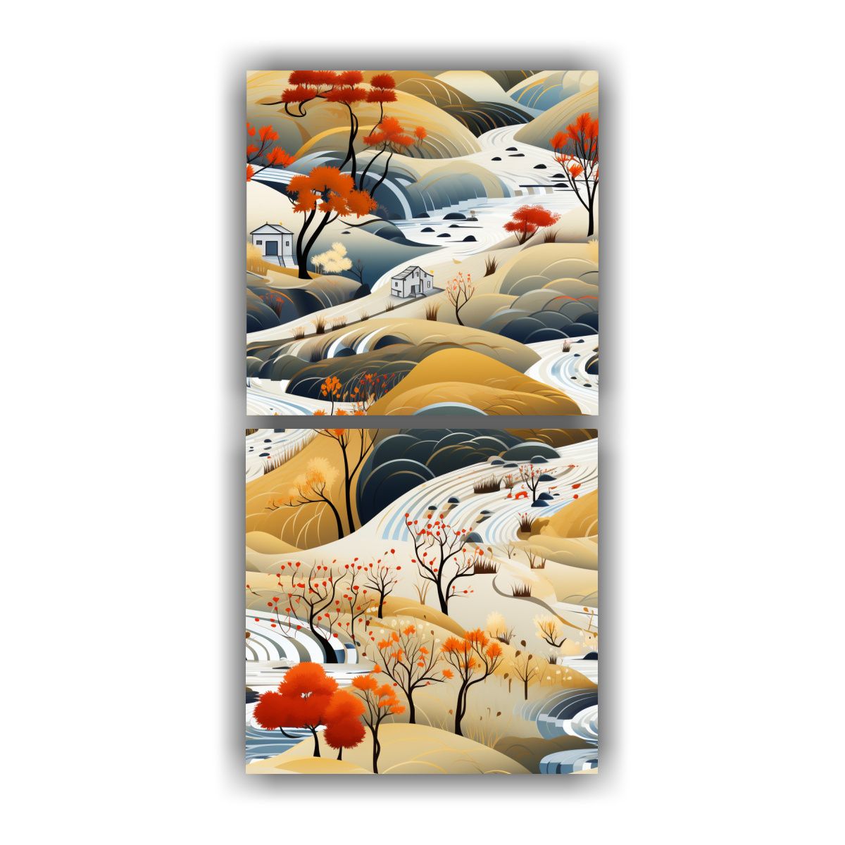 GENERICO - Cuadro Decorativo Dos Artes Tela Canvas Paisaje 40x80 Cm