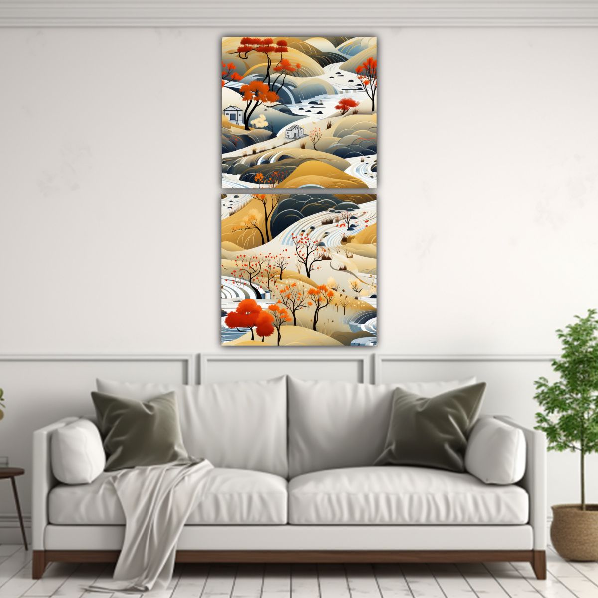 GENERICO - Cuadro Decorativo Dos Artes Tela Canvas Paisaje 40x80 Cm