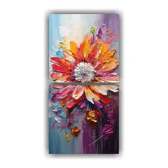 GENERICO - Pintura En Lienzo De Flores Arcoíris En Relieve 20x40 Cm