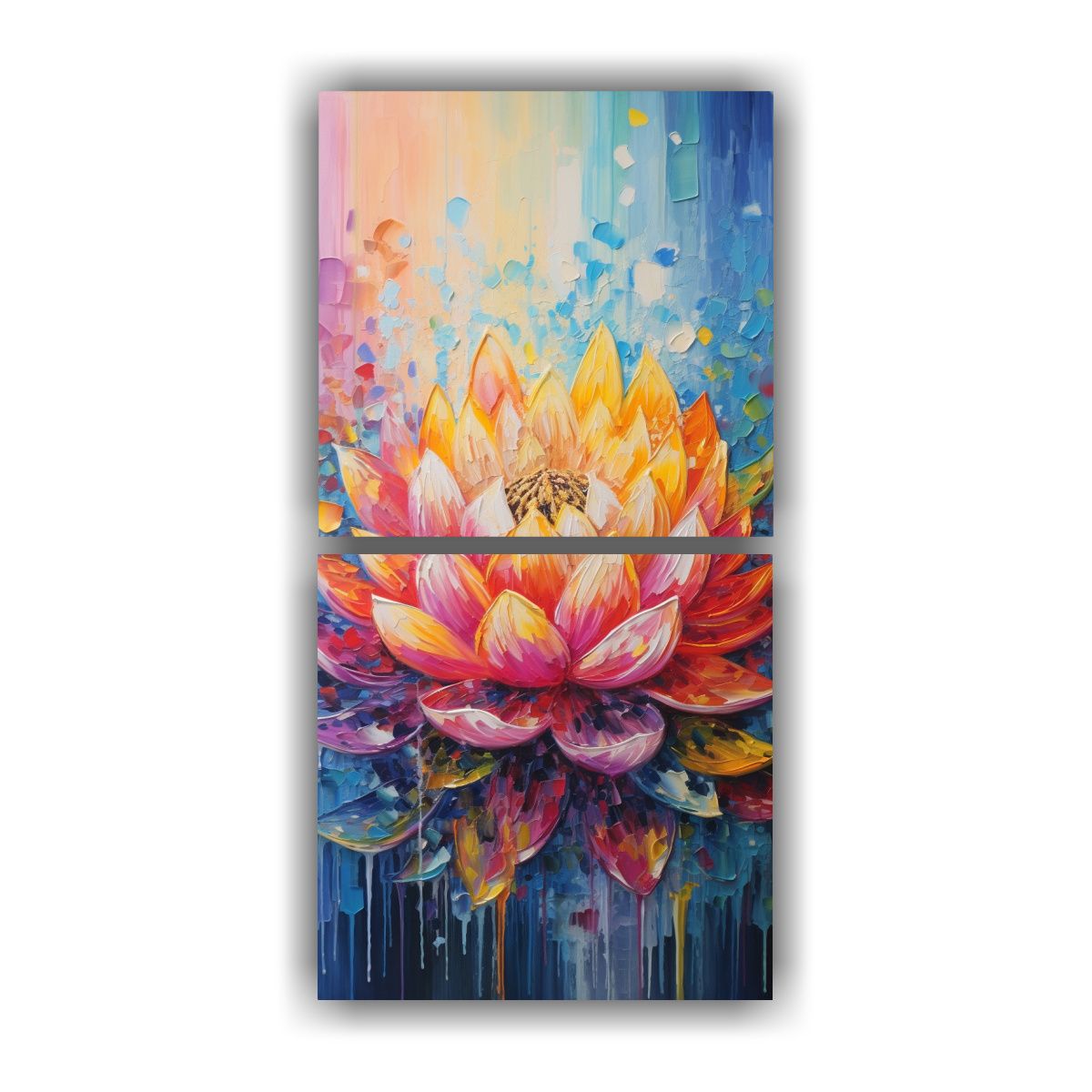 GENERICO - Pintura En Lienzo De Loto De Colores Del Arco 50x100 Cm