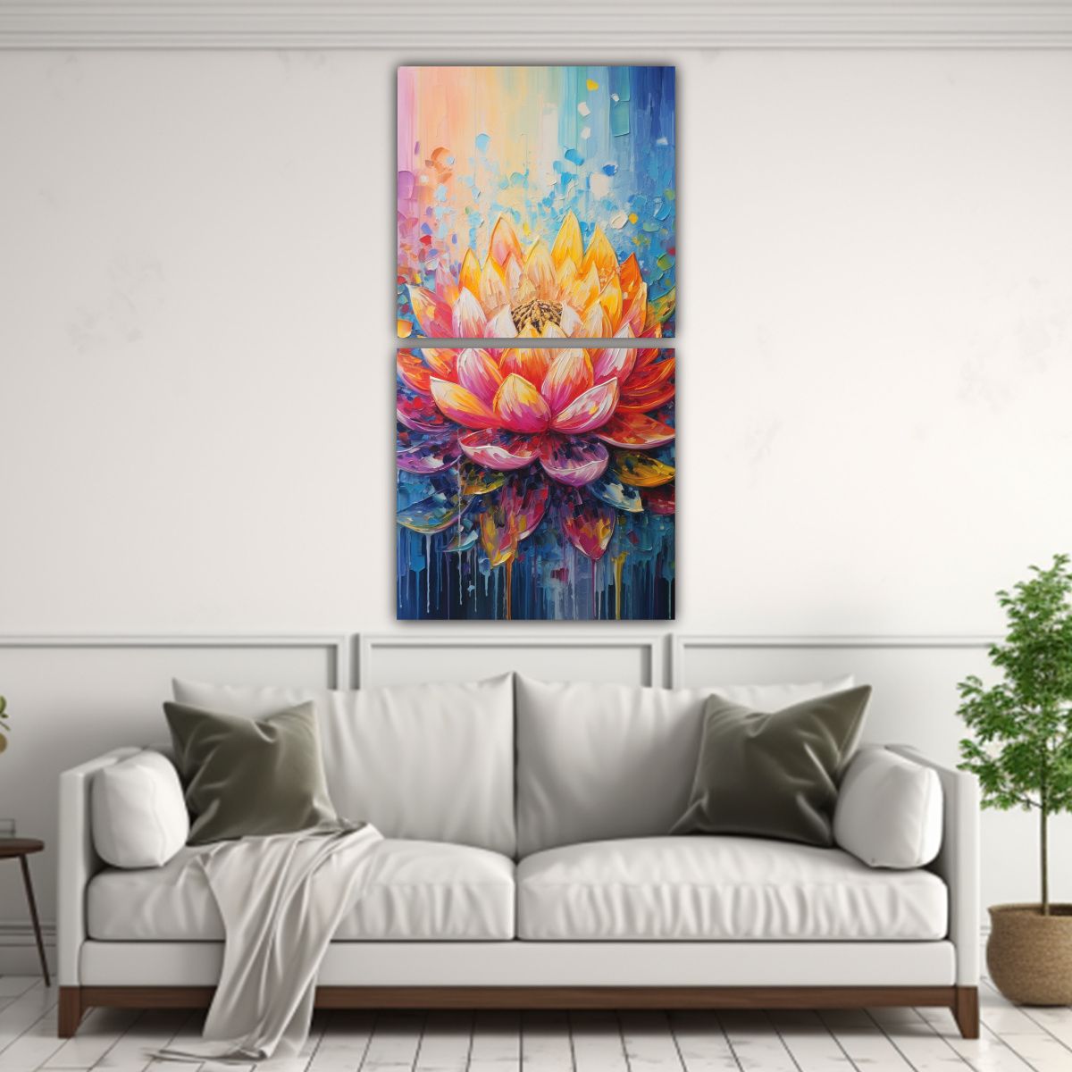 GENERICO - Pintura En Lienzo De Loto De Colores Del Arco 50x100 Cm