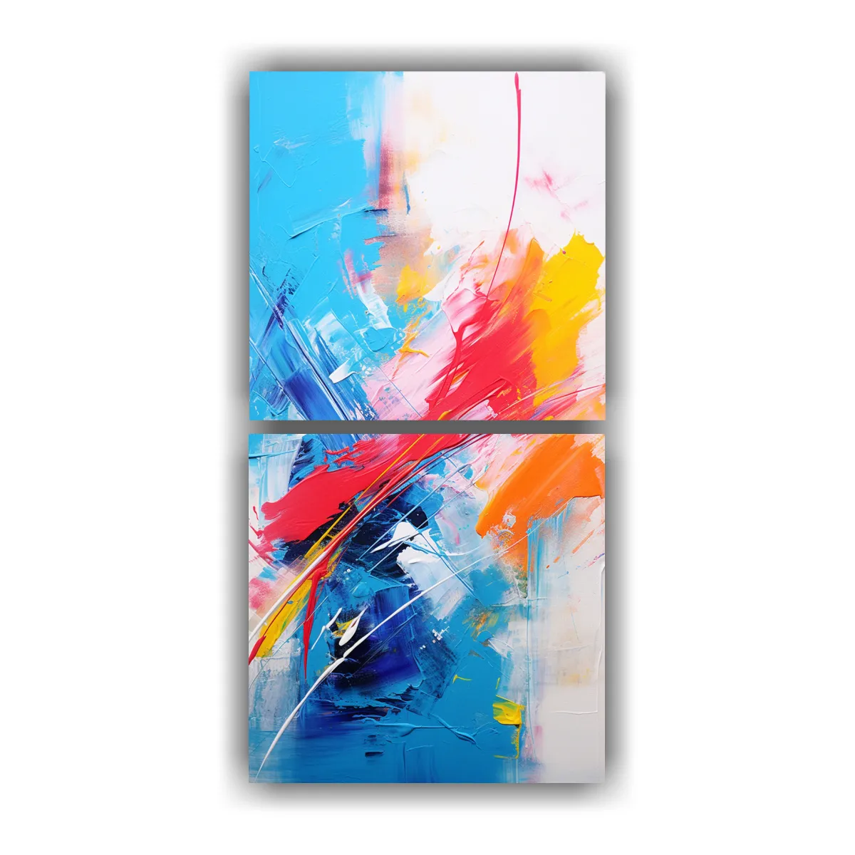 GENERICO - Set 2 Telas En Bastidor Tonos Abstractos Fusion 20x40 Cm