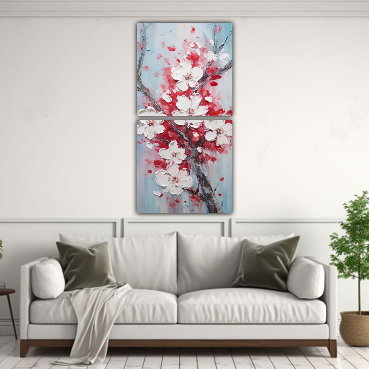 GENERICO - Pintura En Lienzo De Cerezos En Flor En 40x80 Cm