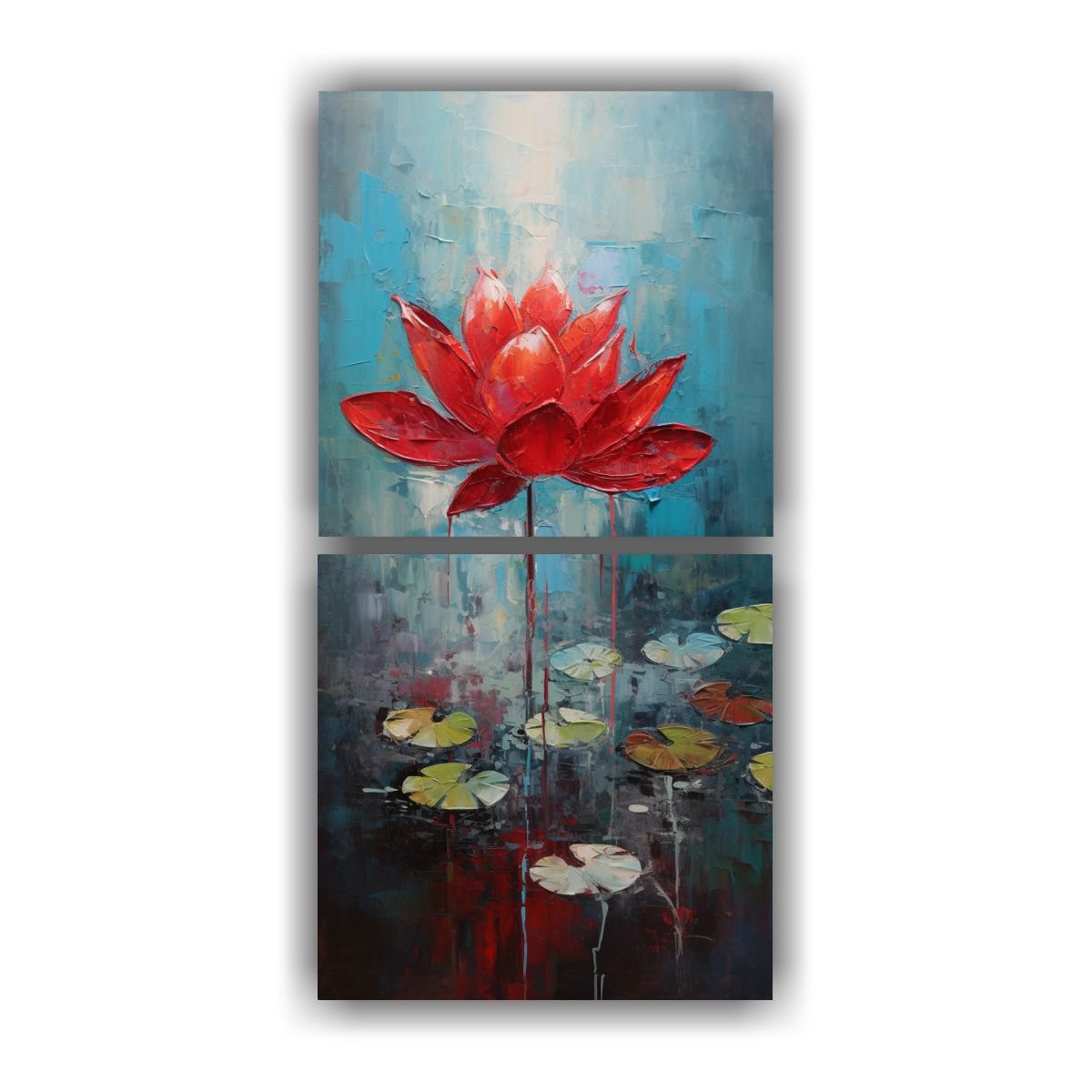 GENERICO - Pintura En Lienzo Estilo De Loto Rojo Impactante 40x80 Cm