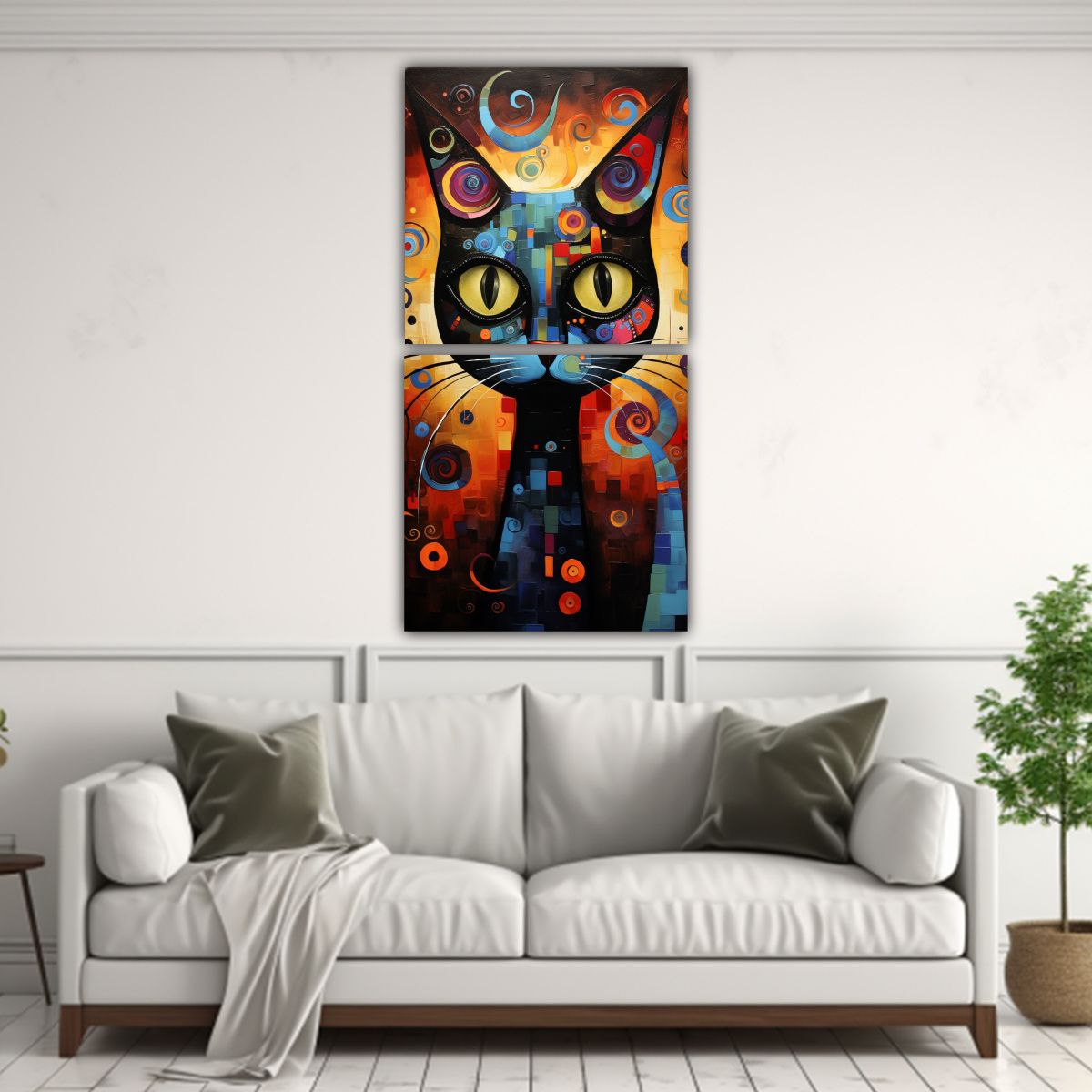 GENERICO - Cuadros De Gatos Abstractos Para Decorar Sala 50x100 Cm