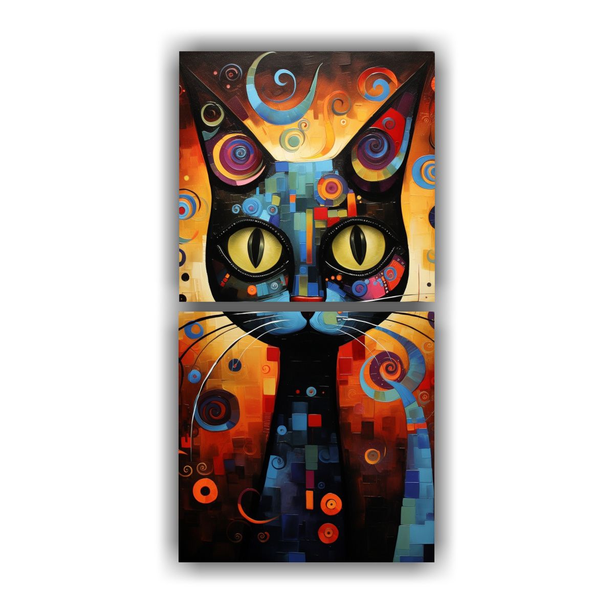 GENERICO - Cuadros De Gatos Abstractos Para Decorar Sala 30x60 Cm