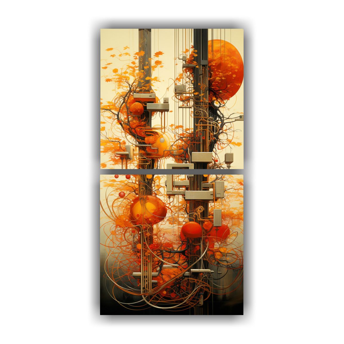 GENERICO - Diptico Acuarela Inspiración Abstracta Fusión 30x60 Cm