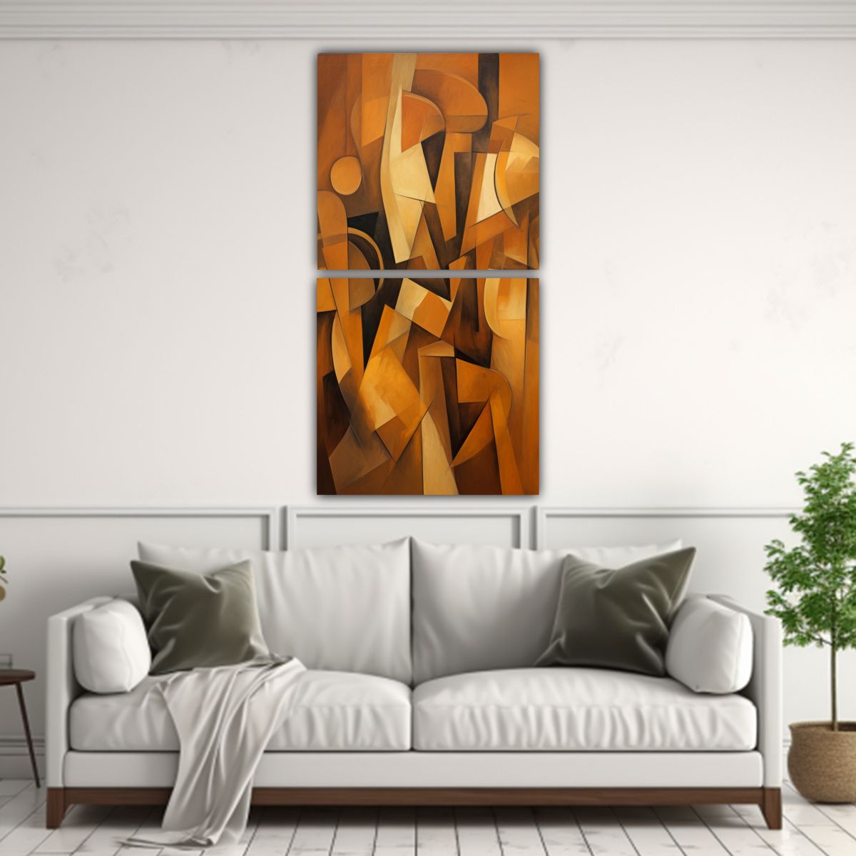 GENERICO - Dos Lienzos Composición Abstracta Naturaleza 50x100 Cm