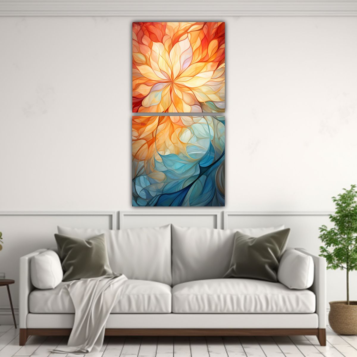 GENERICO - Conjunto 2 Lienzos Estilo Galería Con Diseños 40x80 Cm