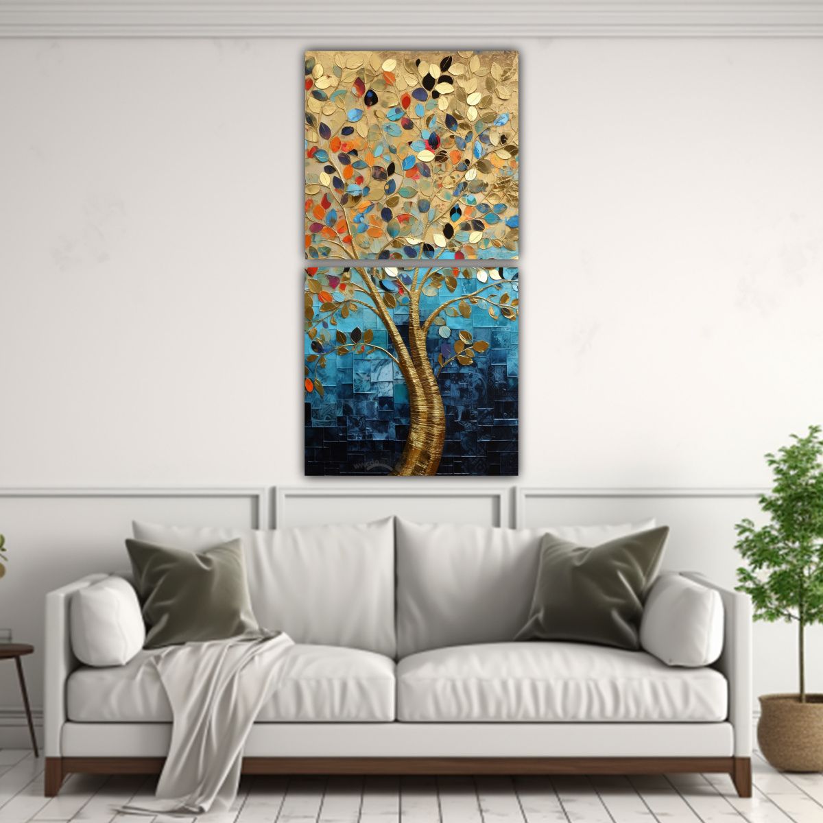 GENERICO - Cuadro Decorativo Con árbol En Colores Vibrantes 50x100 Cm