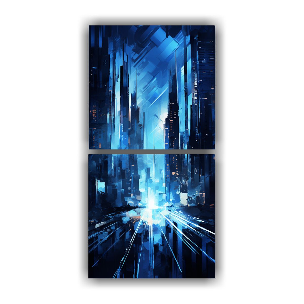 GENERICO - Pinturas Decorativas Azul Y Gris De La Ciudad 40x80 Cm