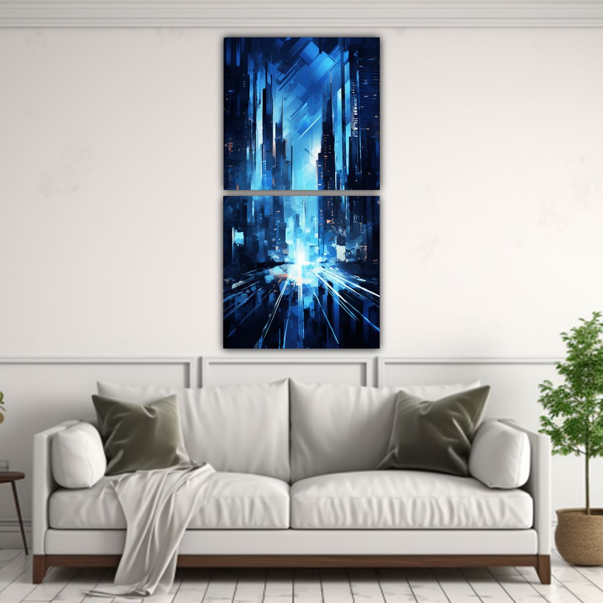 GENERICO - Pinturas Decorativas Azul Y Gris De La Ciudad 40x80 Cm