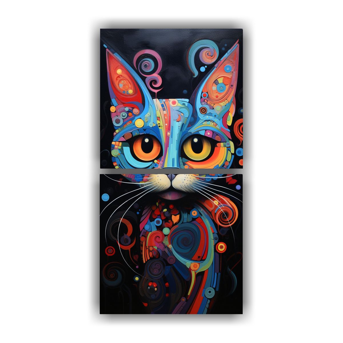 GENERICO - Pintura Gato Abstracto En Rectangular 50x100 Cm