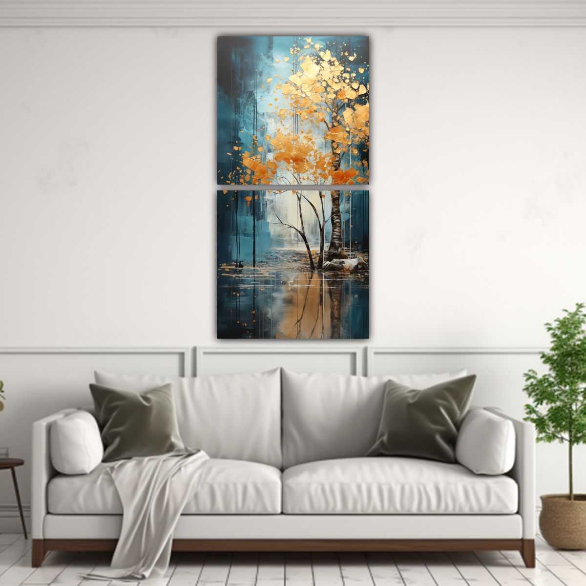 GENERICO - Diseño Calidez Set 2 Telas En Bastidor 60x120 Cm