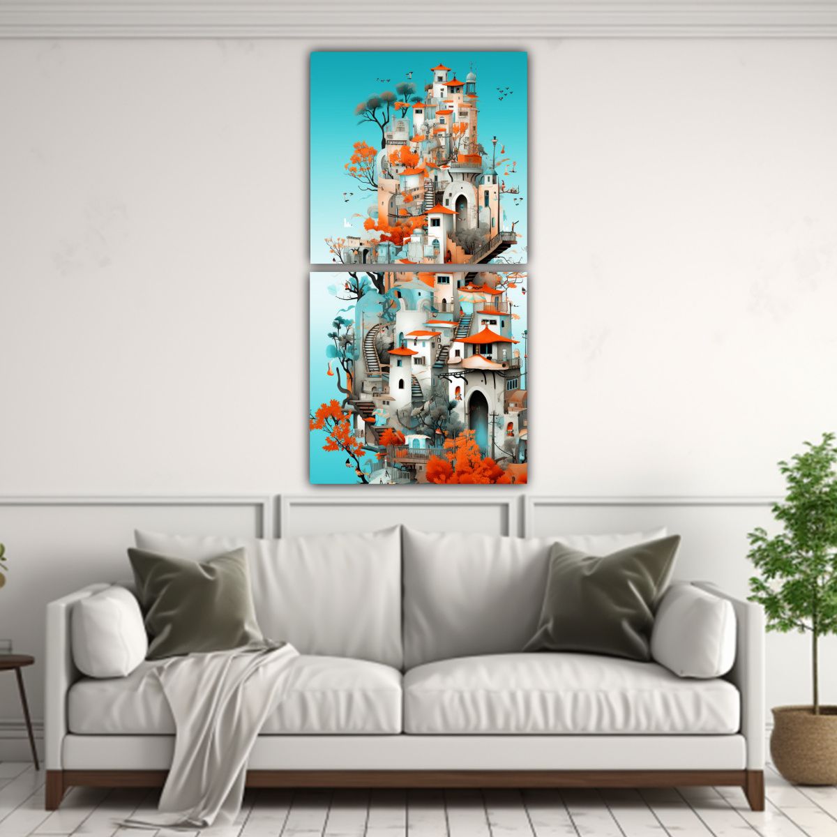 GENERICO - 2 Pinturas Hermoso Alegre De Personas Dibujadas 60x120 Cm