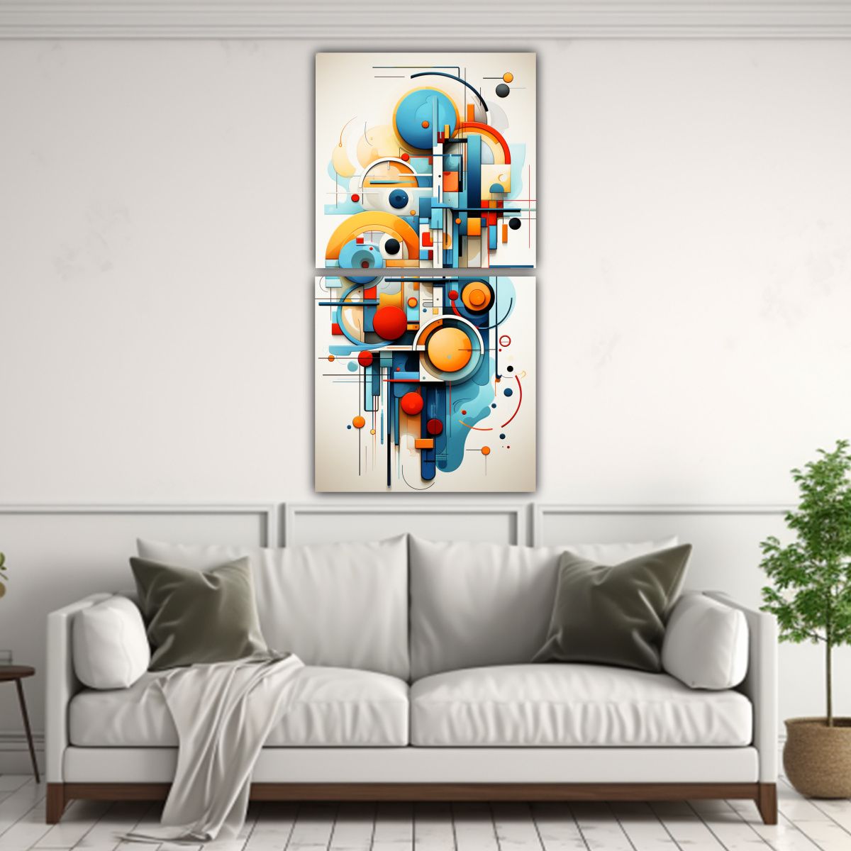 GENERICO - Pintura Digital Abstracta Composición Equilibrada 50x100 Cm